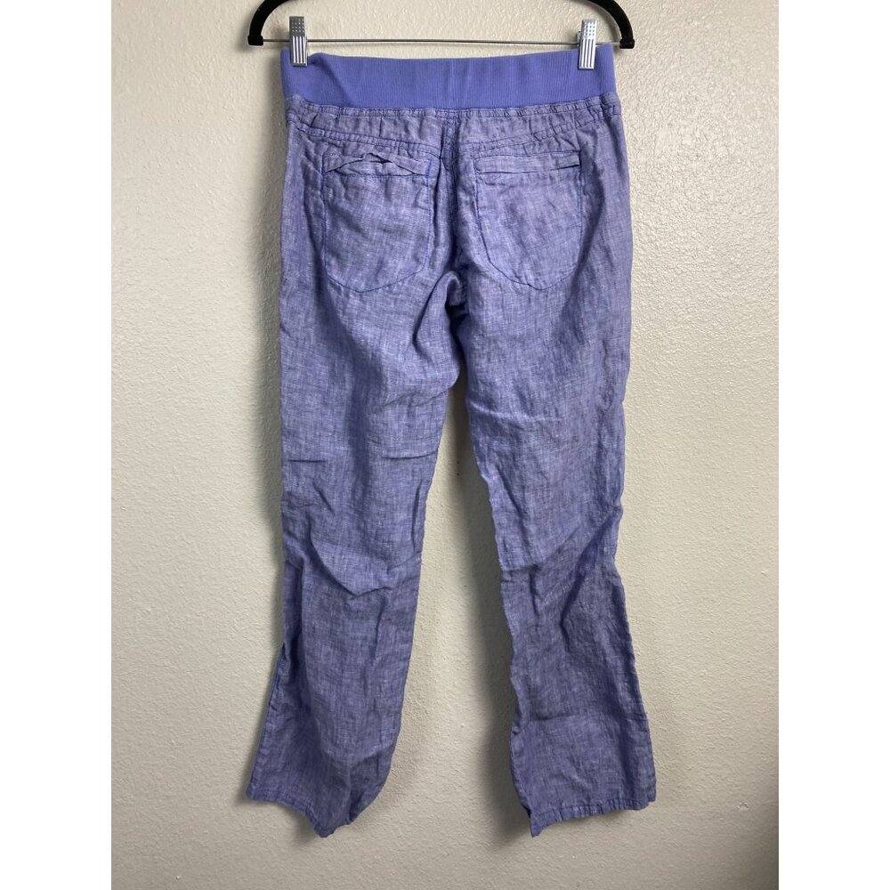Toad&Co Purple‎ Linen Women's Flip Top Lithe Pants Blue Size 4 Lagenlook Beach